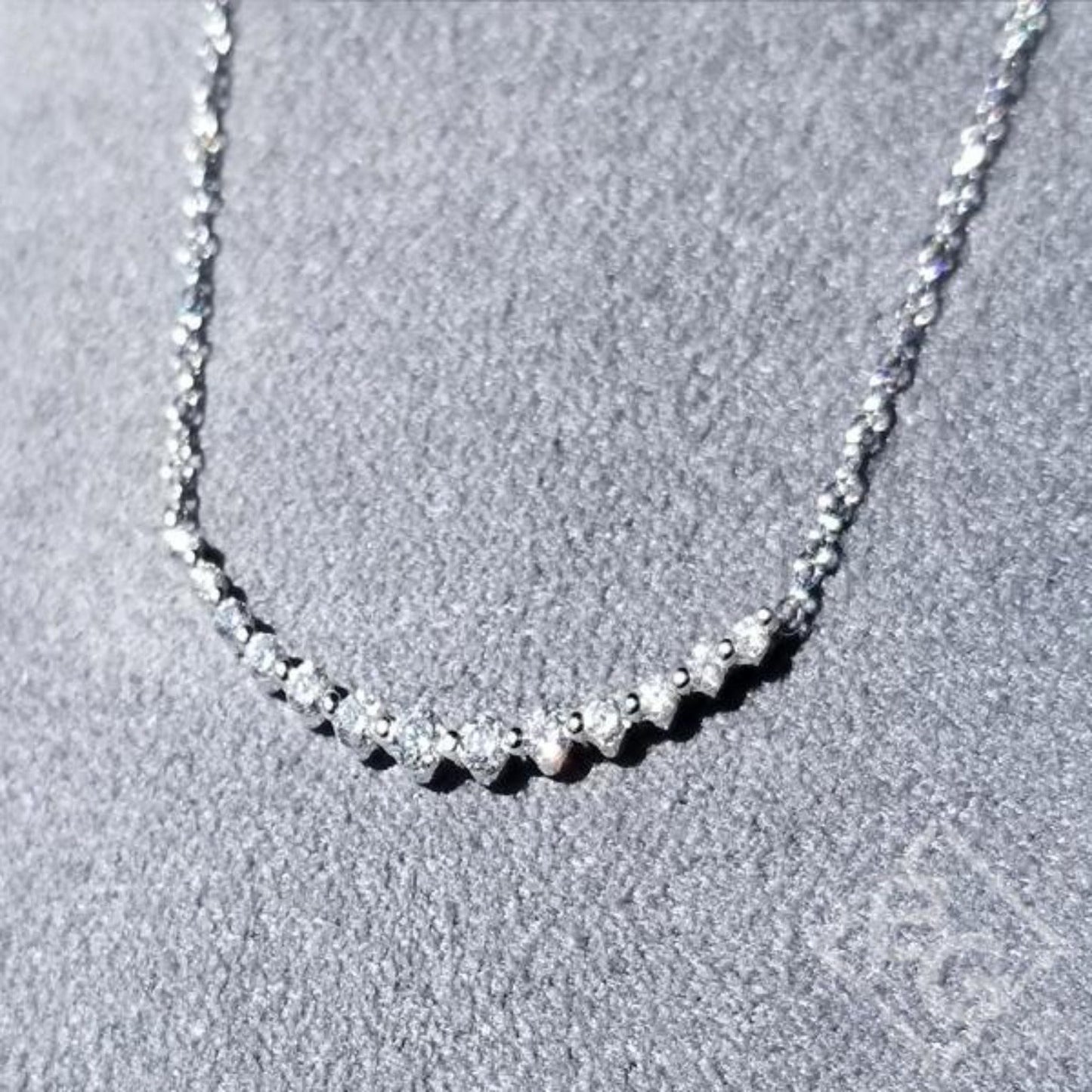 Gabriel "Indulgence" Graduating Diamond Curved Bar Necklace
