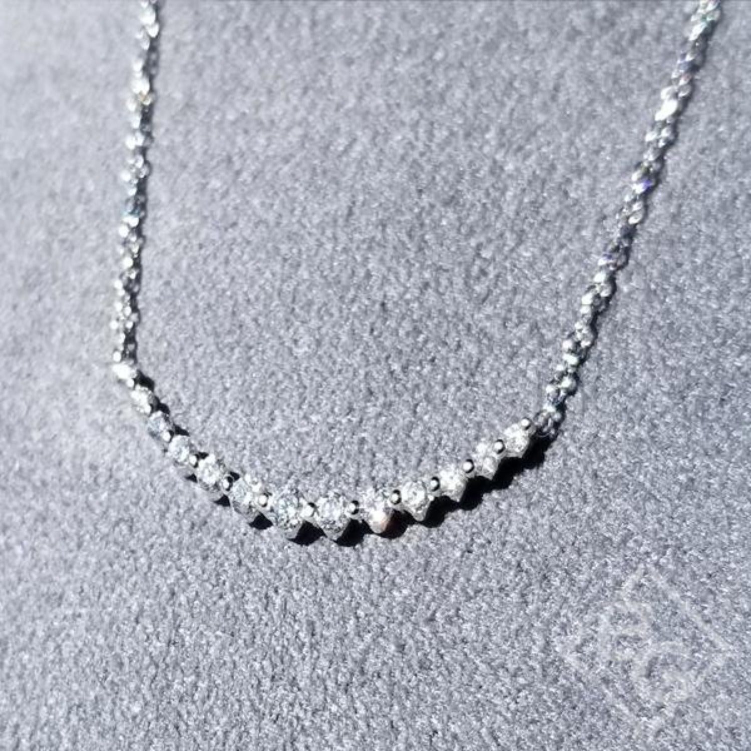 Gabriel "Indulgence" Graduating Diamond Curved Bar Necklace