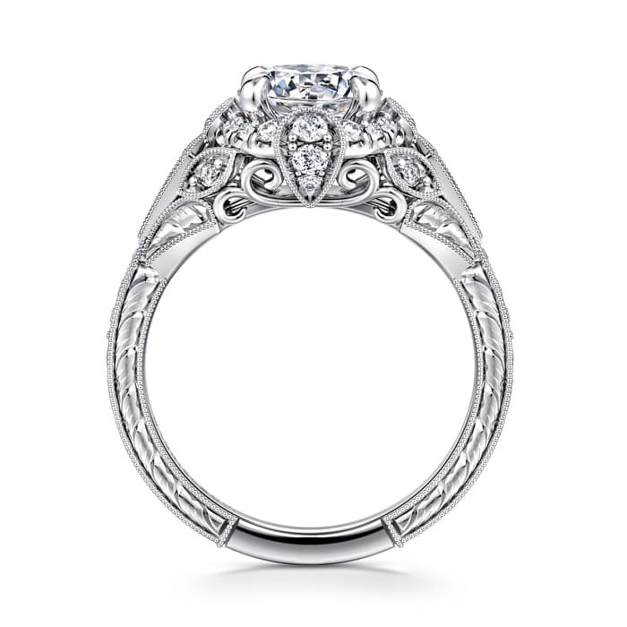 Gabriel & Co. White Gold Annadale Vintage Inspired Diamond Halo Engagement Ring