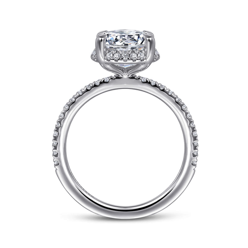 Gabriel & Co. White Gold Hart Round Cut Hidden Halo Diamond Engagement Ring