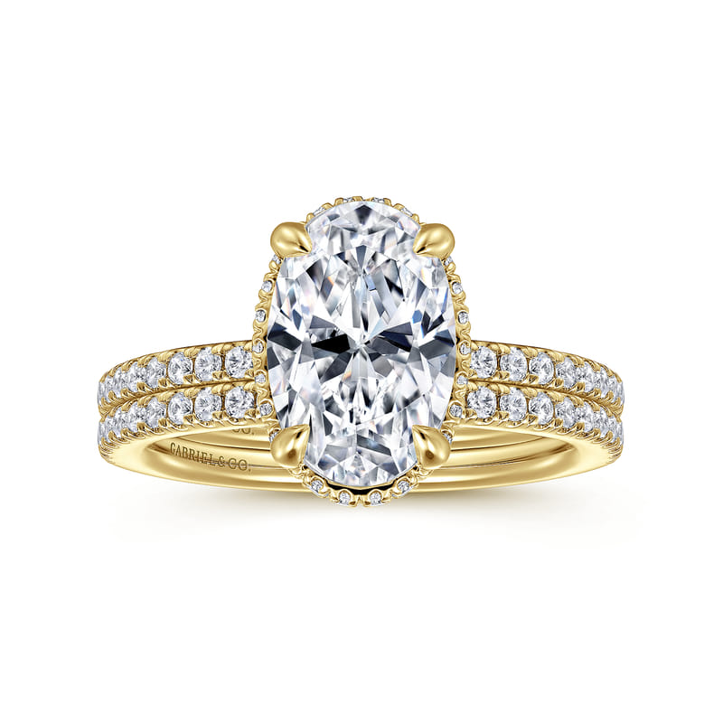 Gabriel & Co. Yellow Gold Allesia Hidden Diamond Wedding Ring Set
