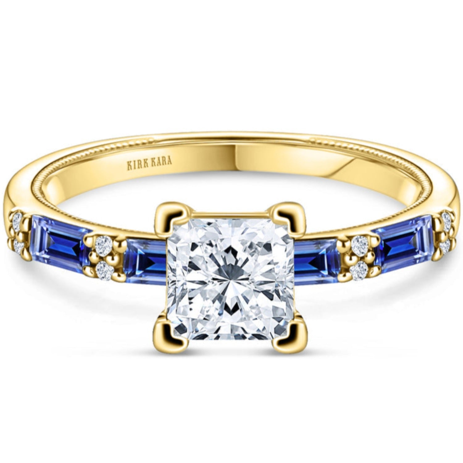 Kirk Kara "Charlotte" Baguette Cut Blue Sapphire Engagement Ring