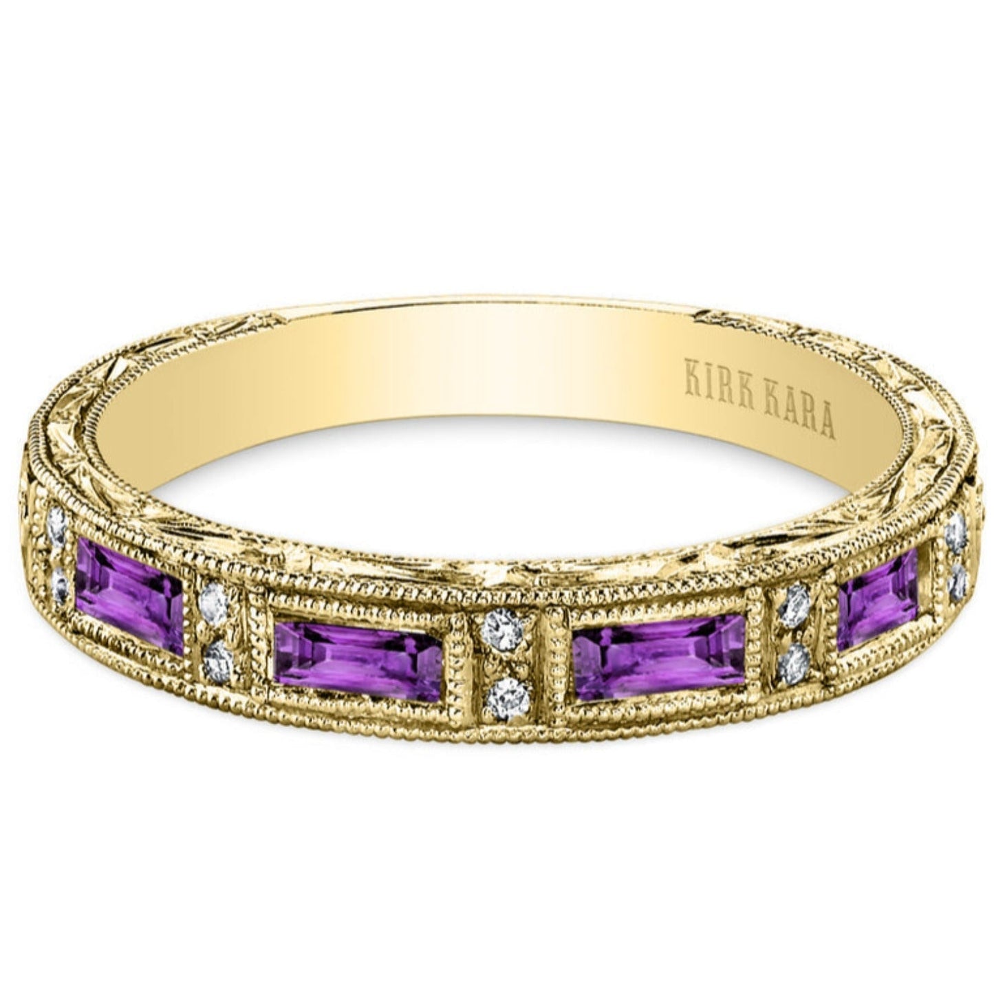 Kirk Kara "Charlotte" Baguette Cut Purple Amethyst Diamond Wedding Band