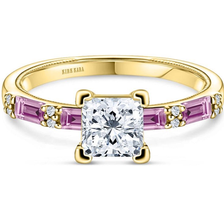 Kirk Kara "Charlotte" Pink Sapphire Baguette Cut Engagement Ring