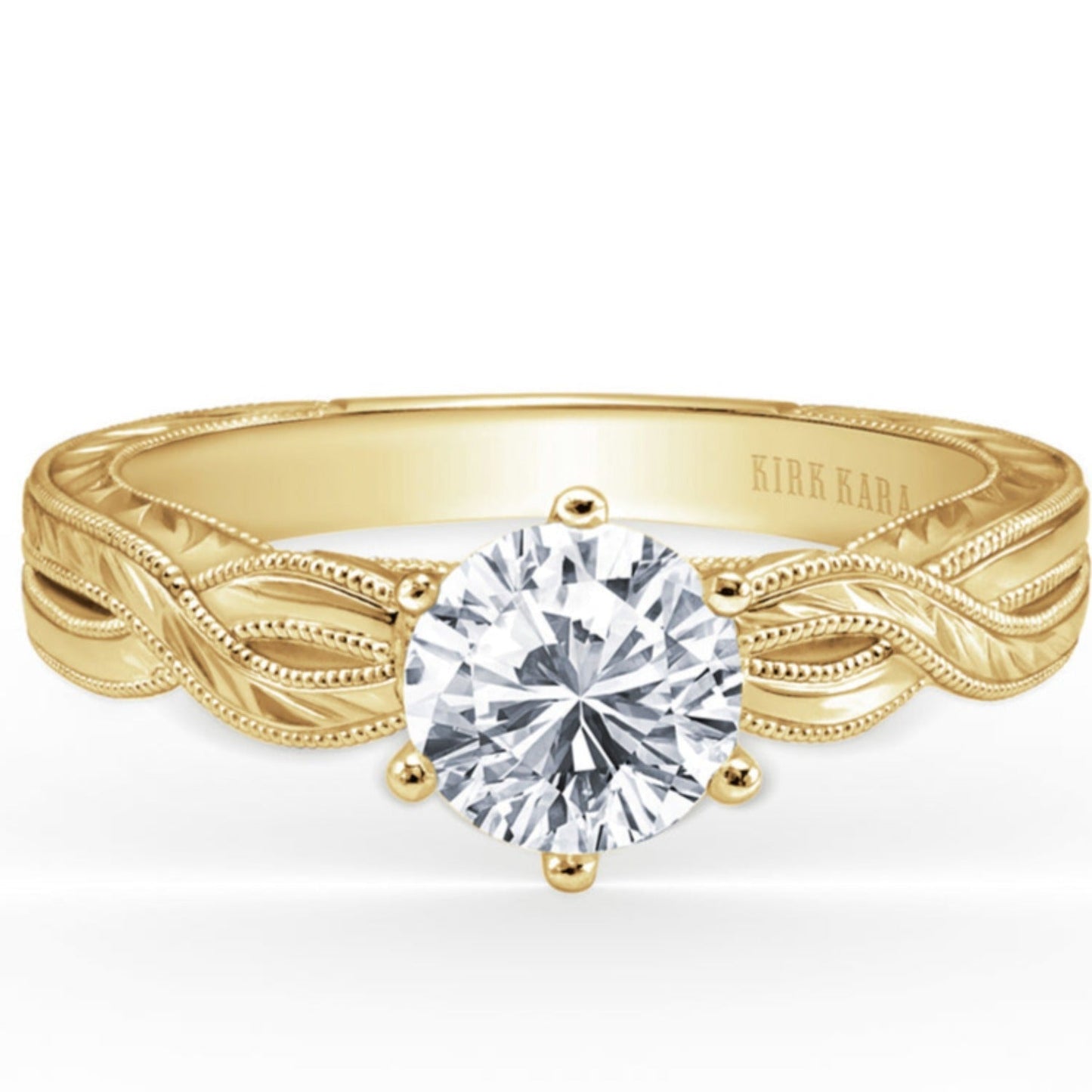 Kirk Kara "Pirouetta" Twist Hand Engraved Diamond Engagement Ring