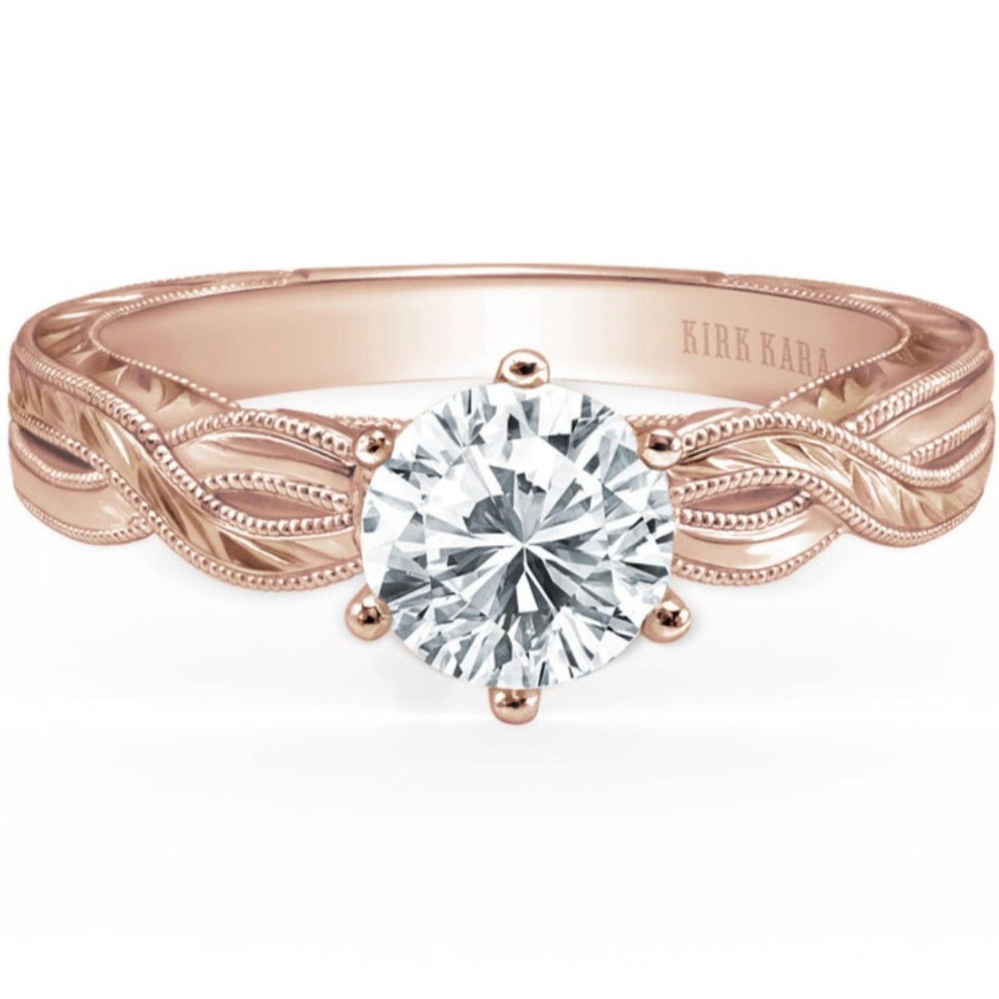 Kirk Kara "Pirouetta" Twist Hand Engraved Diamond Engagement Ring