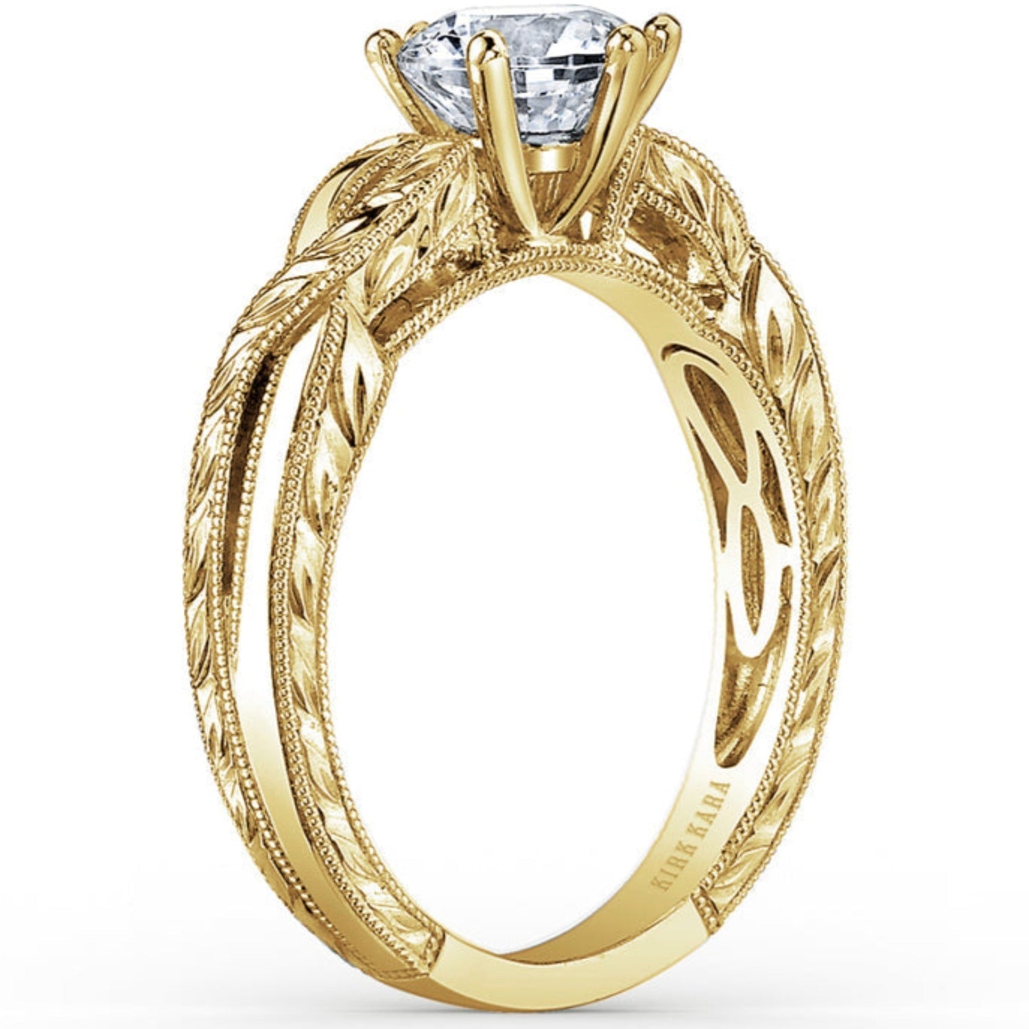 Kirk Kara "Pirouetta" Twist Hand Engraved Diamond Engagement Ring