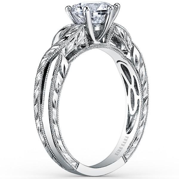 Kirk Kara "Pirouetta" Twist Hand Engraved Diamond Engagement Ring