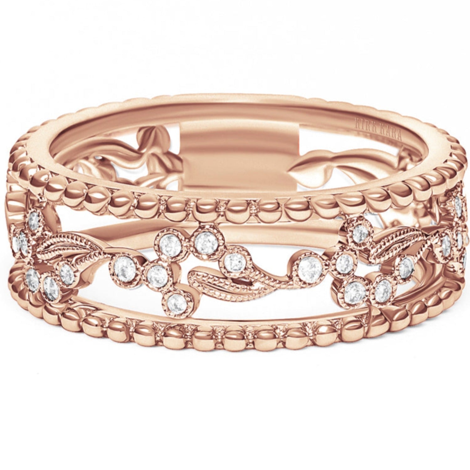 Kirk Kara "Rayana" Two-Tone Paisley Swirl Beaded Diamond Fashion Band