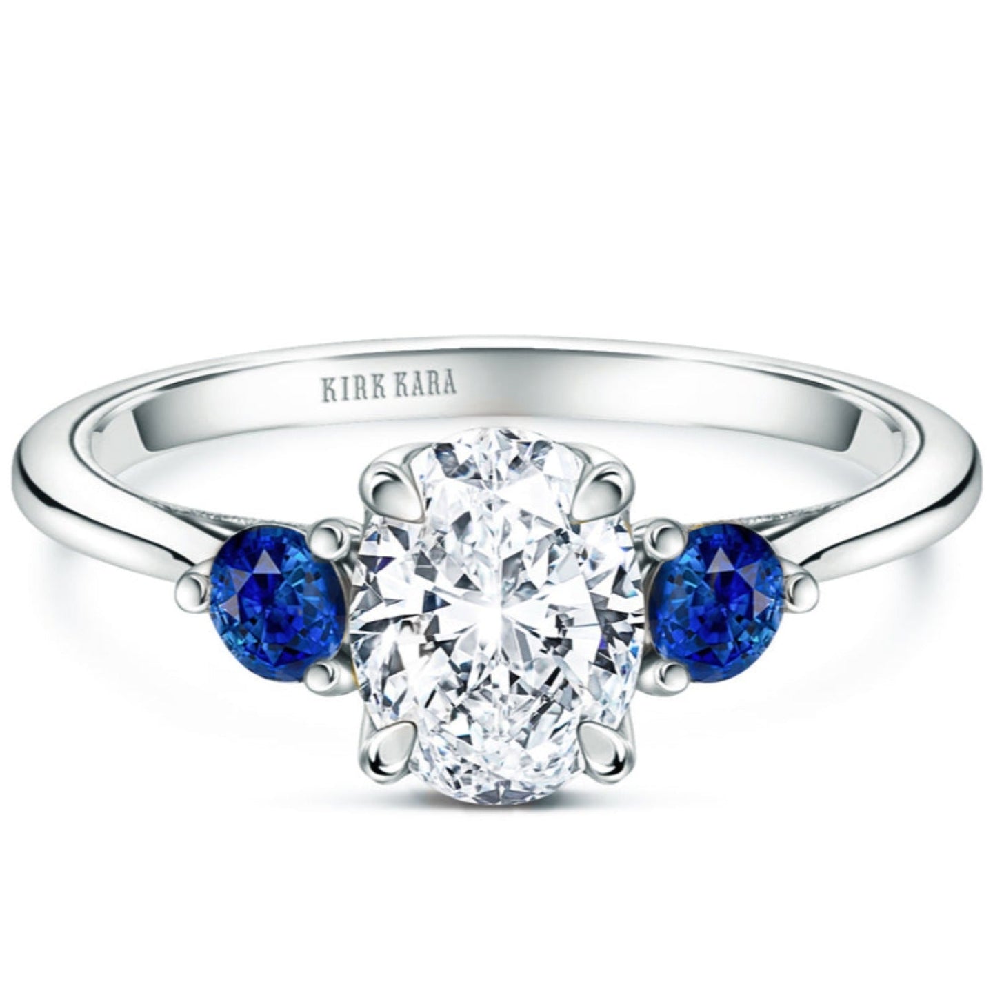 Kirk Kara "Stella" Three Stone Blue Sapphire Engagement Ring
