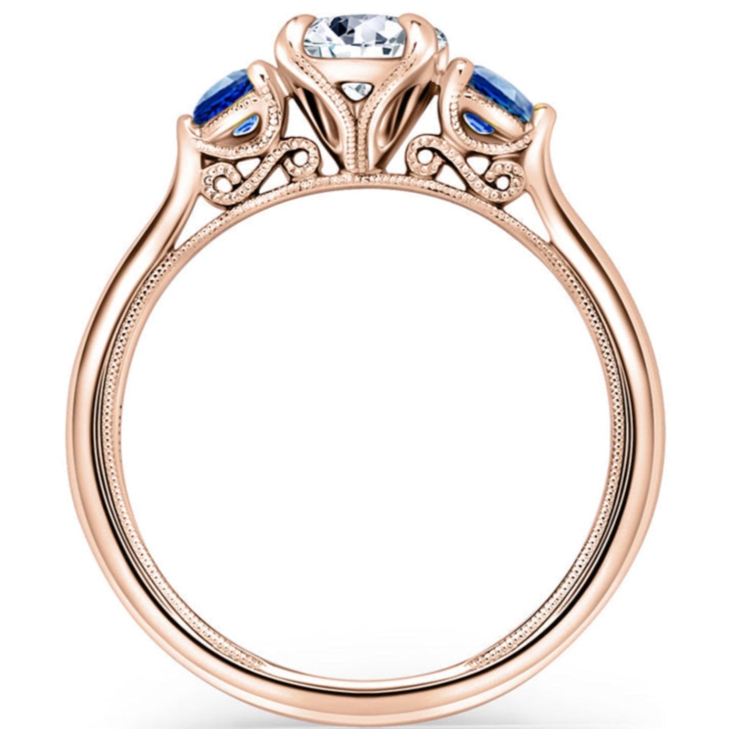 Kirk Kara "Stella" Three Stone Blue Sapphire Engagement Ring