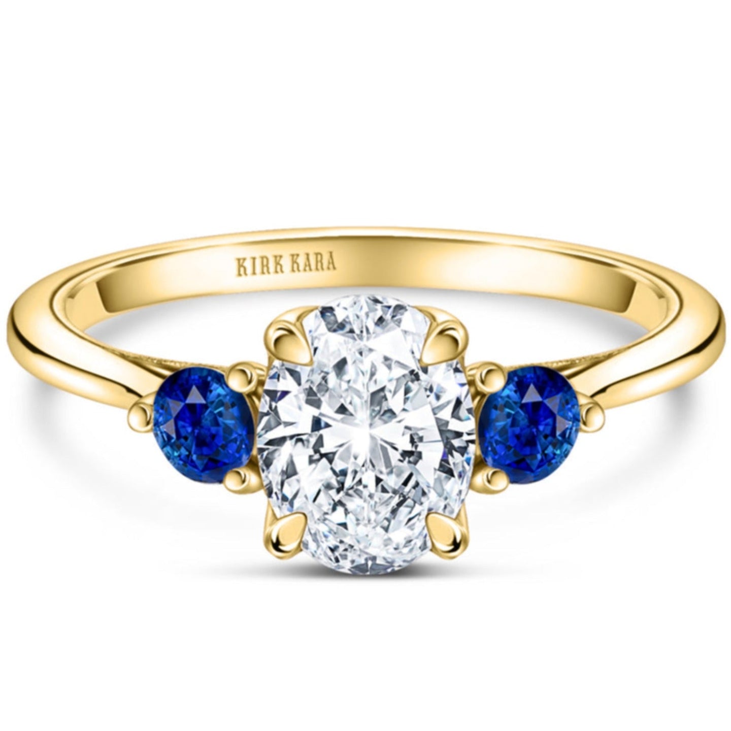 Kirk Kara "Stella" Three Stone Blue Sapphire Engagement Ring