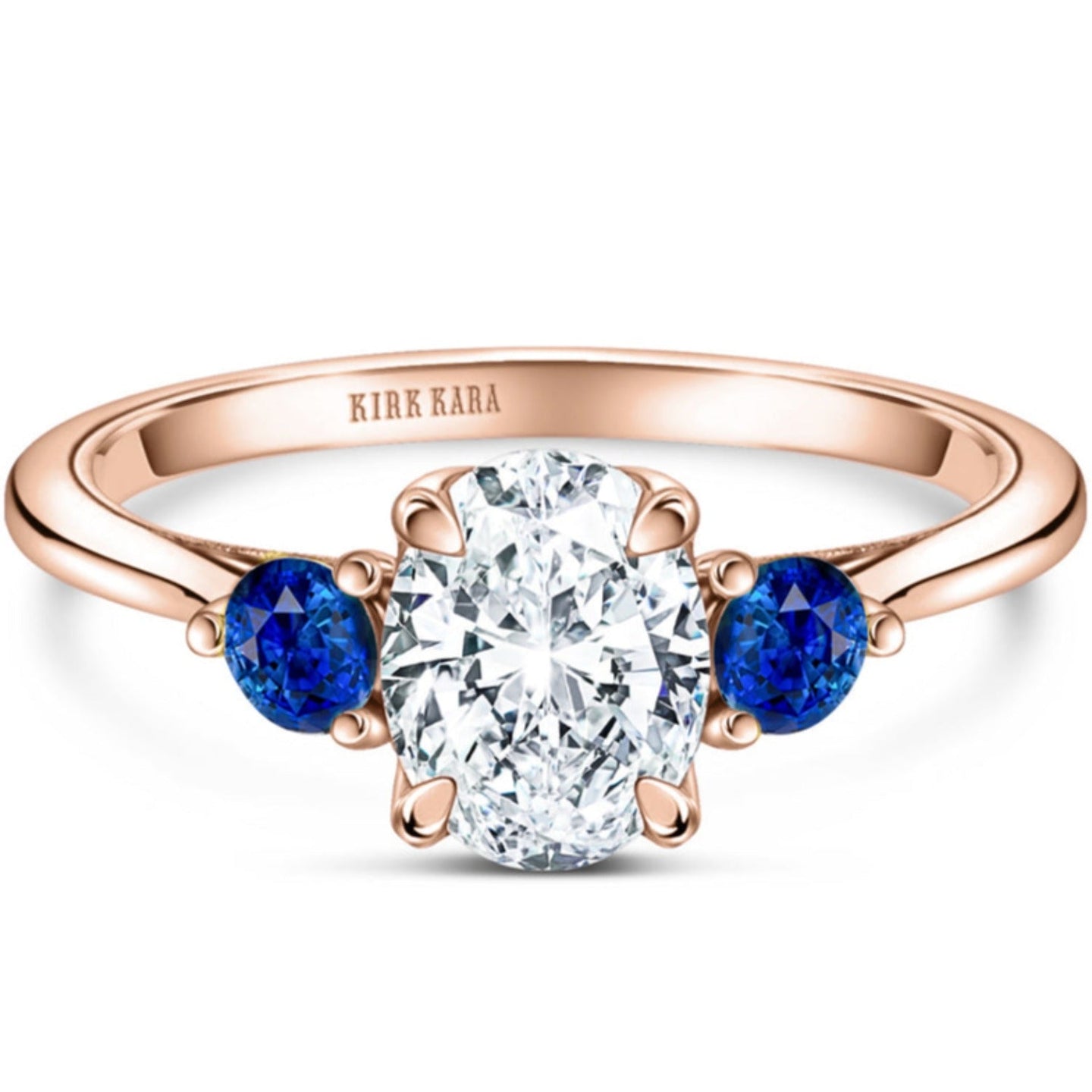 Kirk Kara "Stella" Three Stone Blue Sapphire Engagement Ring