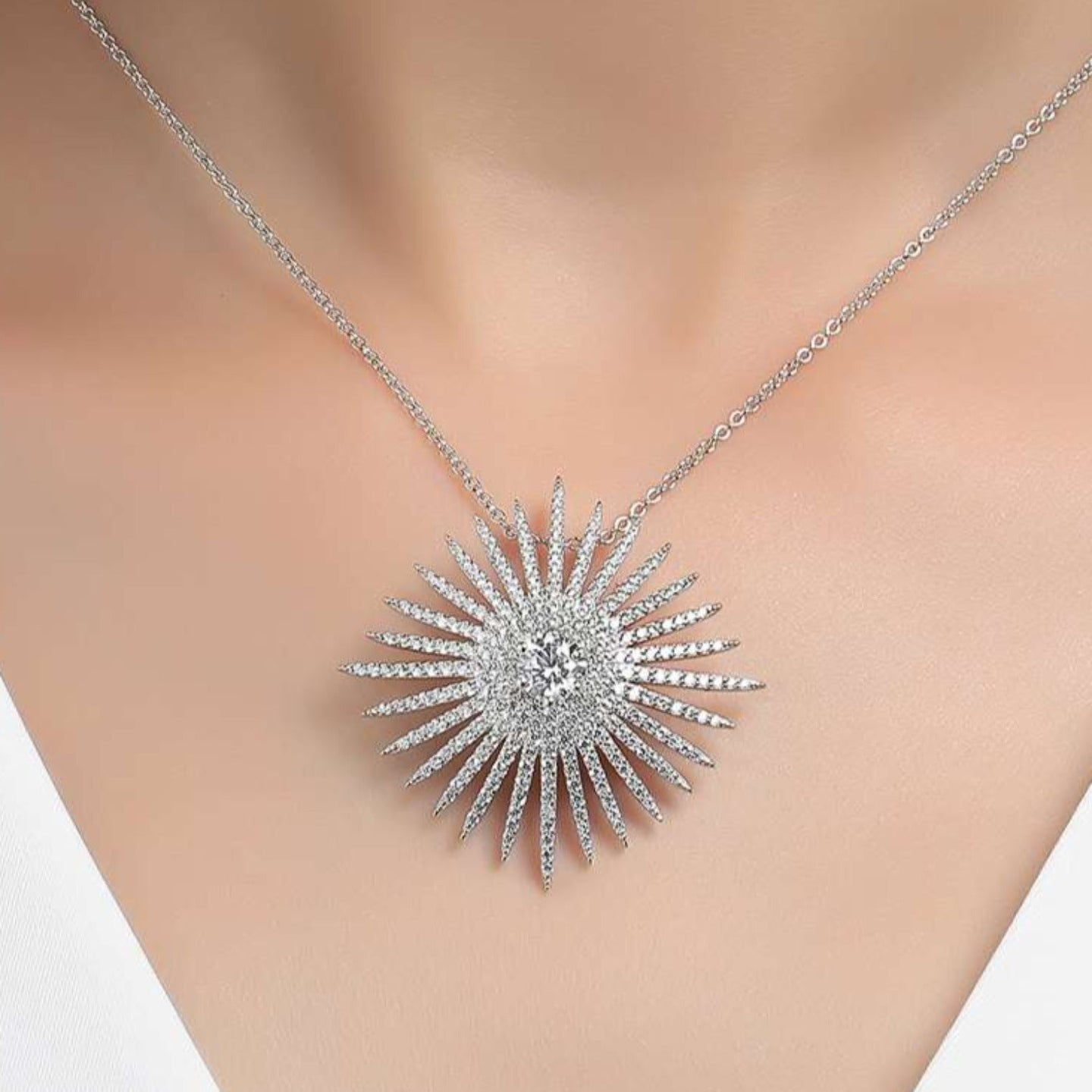 Lafonn Simulated Diamond Sunburst Pendant