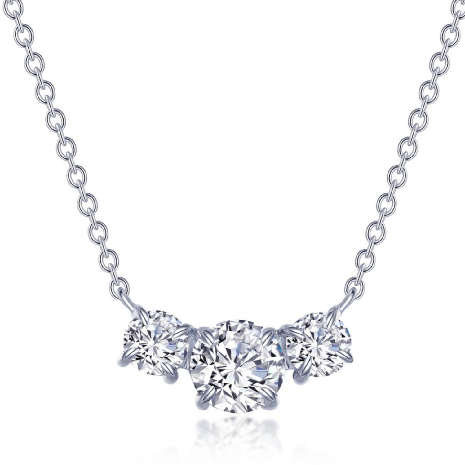 Lafonn Three Stone Simulated Round Cut Diamond Necklace