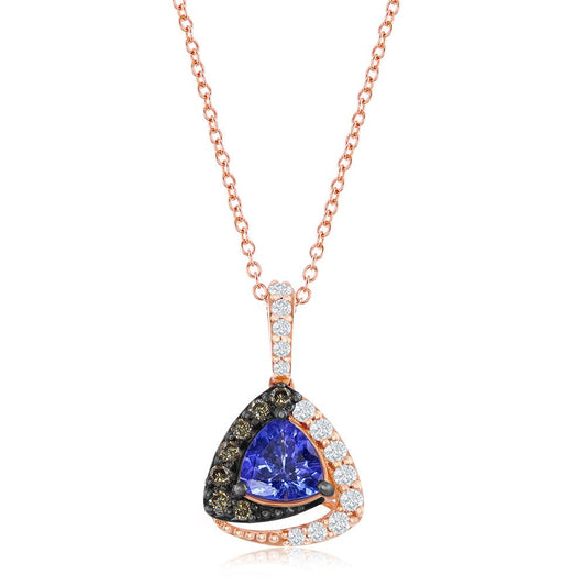 Le Vian Chocolatier Trillion Cut Blueberry Tanzanite Halo Pendant