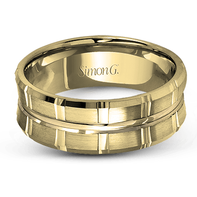 Simon G. Yellow Gold 8MM Satin Finish Concave Square Segment Wedding Band