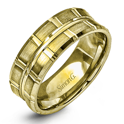 Simon G. Yellow Gold 8MM Satin Finish Concave Square Segment Wedding Band