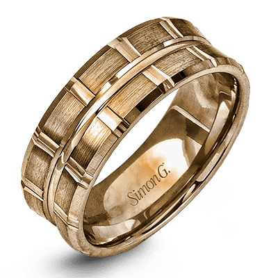 Simon G. Rose Gold 8MM Satin Finish Concave Square Segment Wedding Band