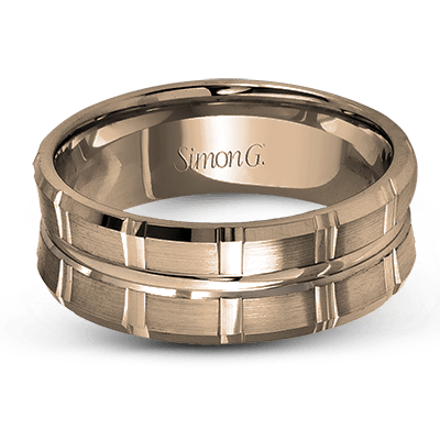 Simon G. Rose Gold 8MM Satin Finish Concave Square Segment Wedding Band