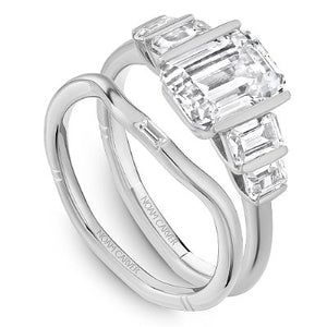 Noam Carver Emerald Cut Five Diamond Half-Bezel Engagement Ring