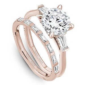 Noam Carver Three Stone Tapered Baguette Hidden Halo Diamond Engagement Ring