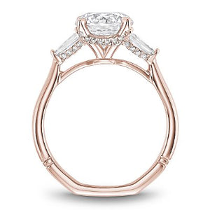 Noam Carver Three Stone Tapered Baguette Hidden Halo Diamond Engagement Ring
