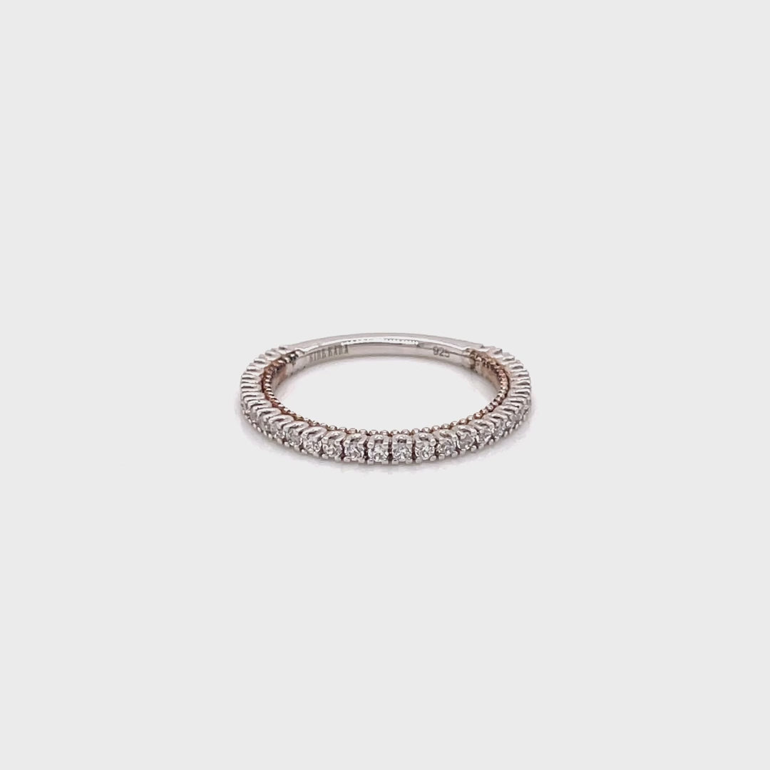 Kirk Kara White & Rose Gold "Stella" Beaded Diamond Wedding Band  Full Shot Video