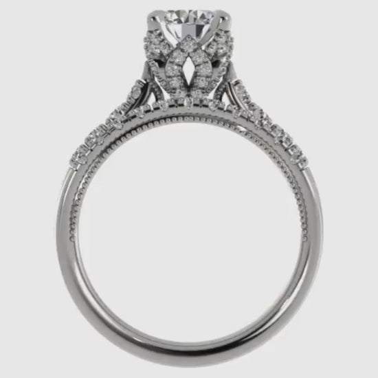 Ben Garelick Astra Galactic White Gold 1-Carat Head Round Diamond Engagement Ring Set