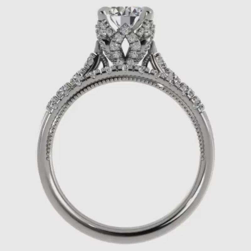 Ben Garelick Astra Galactic White Gold 1-Carat Head Round Diamond Engagement Ring Set