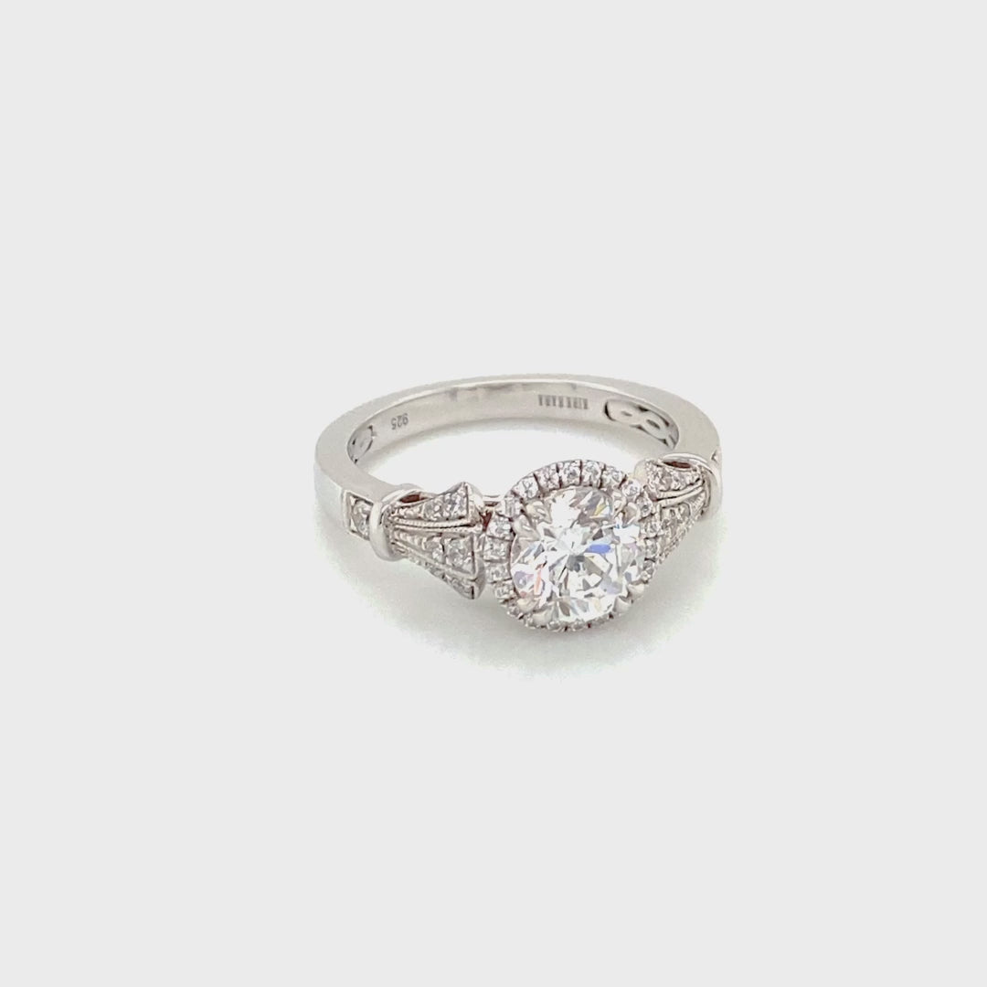Kirk Kara White Gold "Lori" Diamond Halo Engagement Ring Full Shot Video