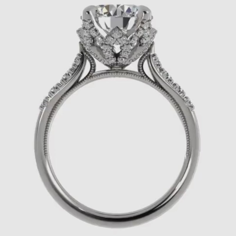 Ben Garelick Astra Galactic White Gold 3-Carat Head Round Diamond Engagement Ring