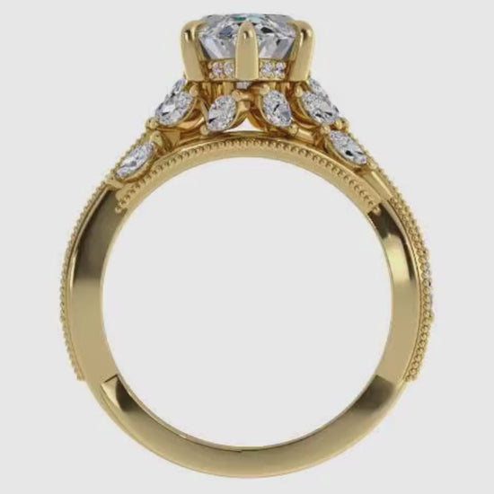 Ben Garelick Bellatrix 3.00 Carat Marquise Diamond Yellow Gold Crown Engagement Ring Video