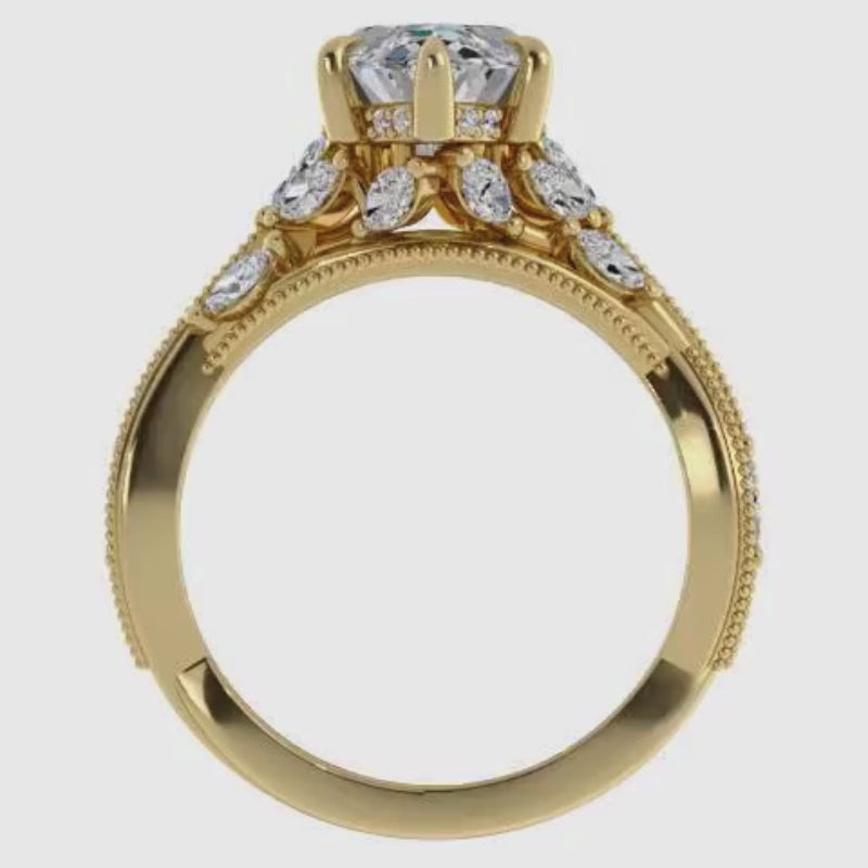 Ben Garelick Bellatrix 3.00 Carat Marquise Diamond Yellow Gold Crown Engagement Ring Video