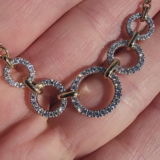 Video of Gabriel & Co. Two-Tone Gold Contemporary Diamond Circle Necklace