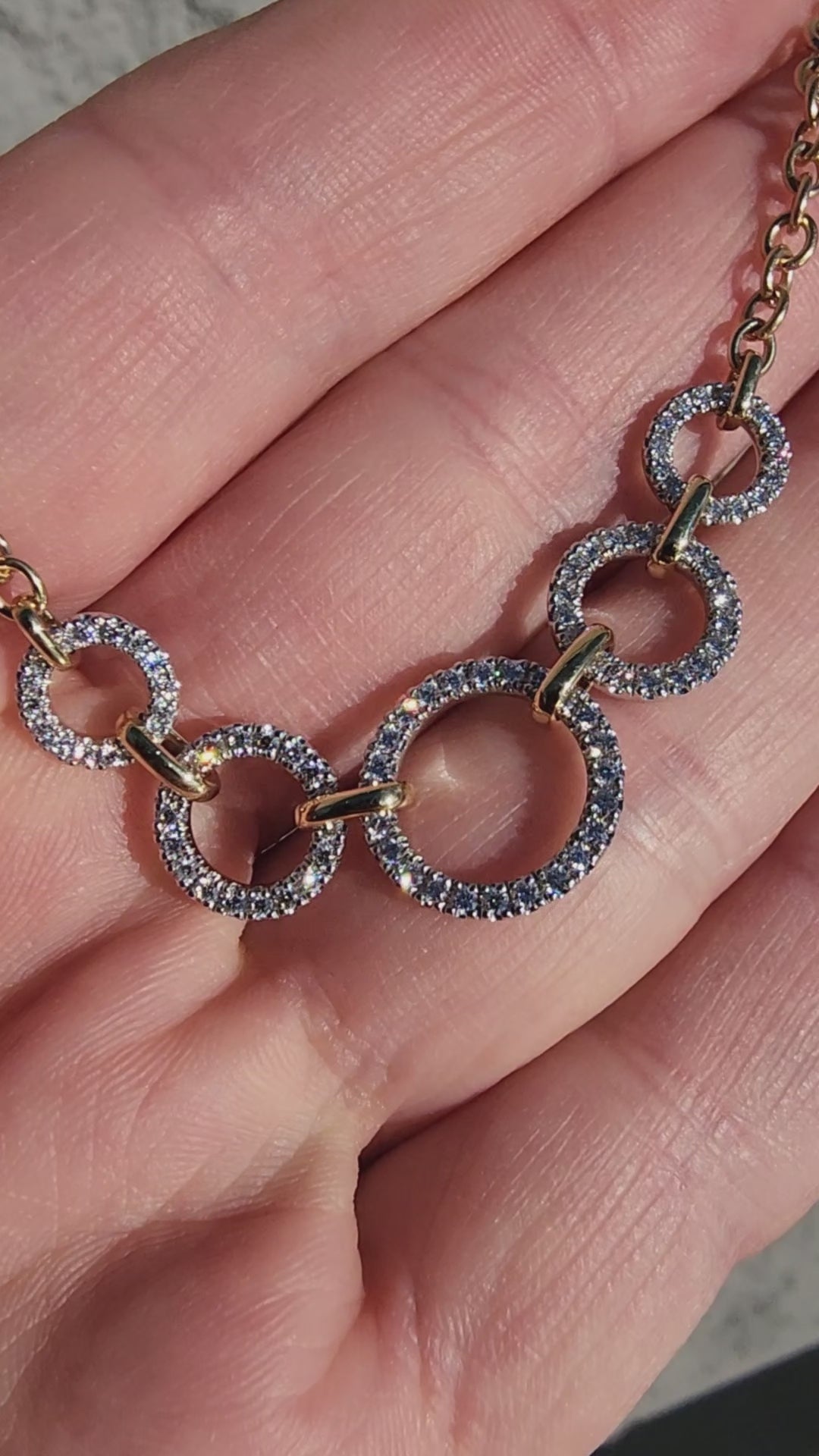 Video of Gabriel & Co. Two-Tone Gold Contemporary Diamond Circle Necklace