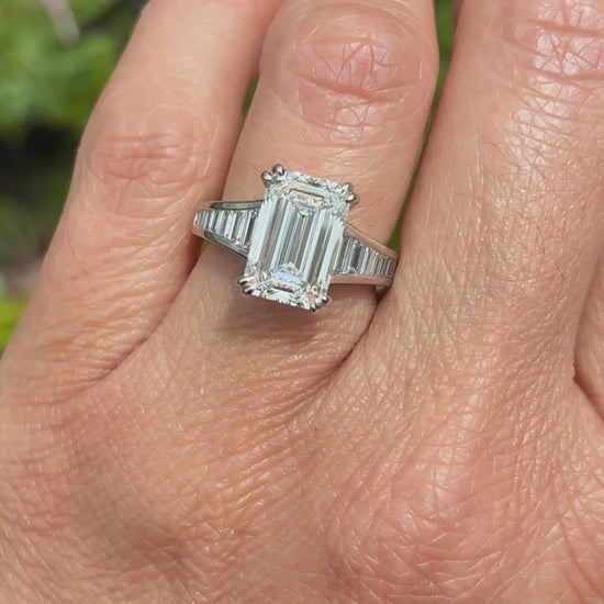 Video of the Ben Garelick White Gold Venus Baguette Diamond Engagement Ring on a Hand