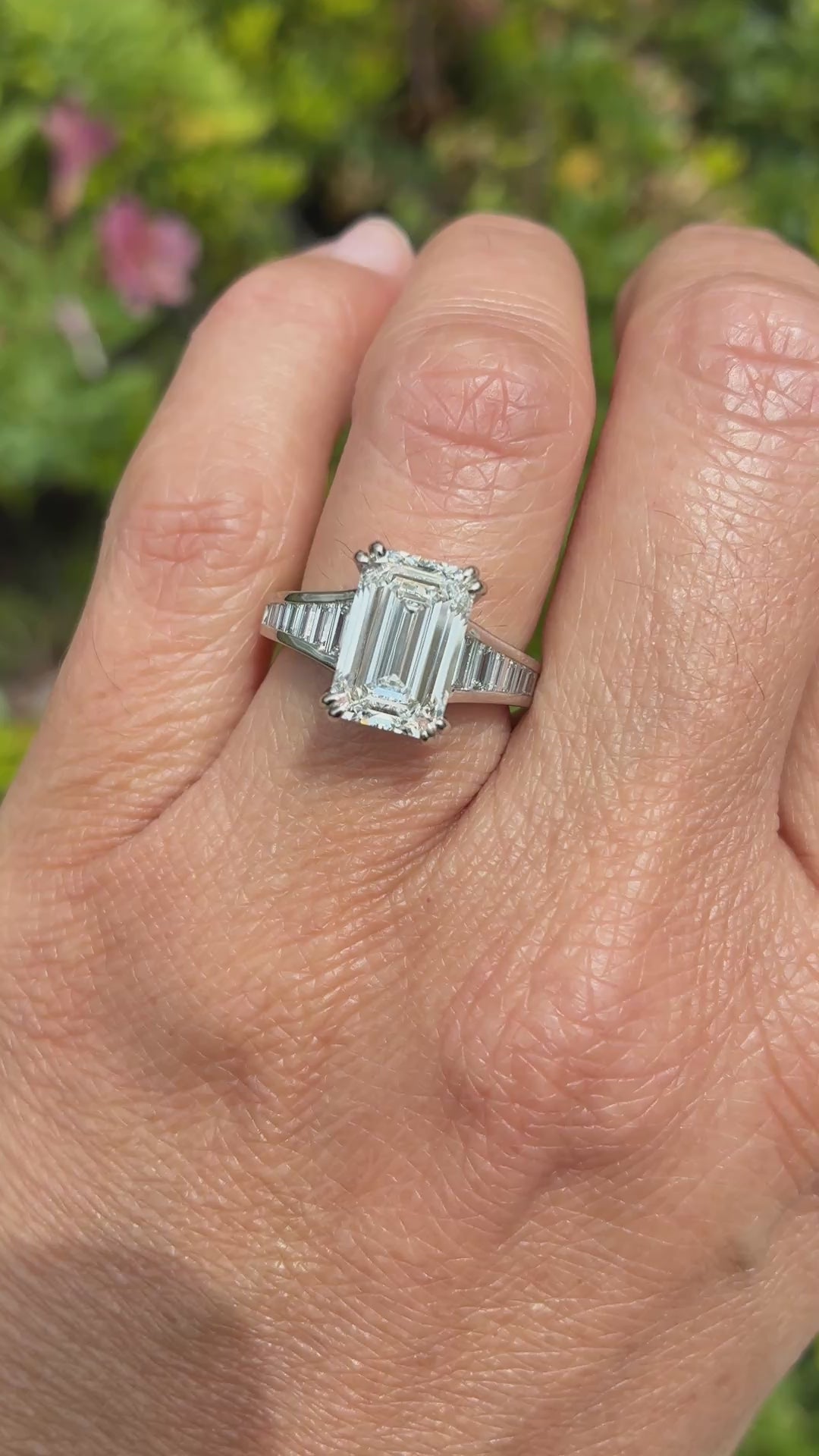 Video of the Ben Garelick White Gold Venus Baguette Diamond Engagement Ring on a Hand