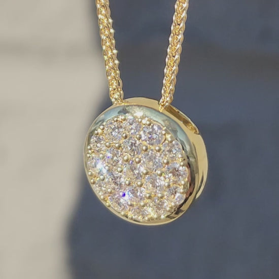 Video of Simon G. 18K Yellow Gold Round Pave Diamond Pendant