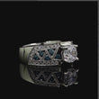 Load and play video in Gallery viewer, Barkev&#39;s Wide Blue &amp; White Diamond Engagement Ring
