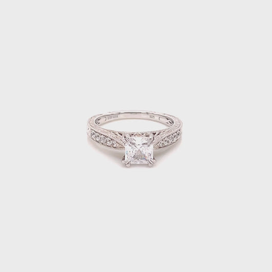 Kirk Kara White Gold Stella Princess Cut Diamond Engagement Ring Full Shot Video 