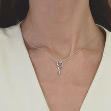 Load and play video in Gallery viewer, Gabriel &amp; Co Sterling Silver &quot;Key to Her Heart&quot; Diamond Pendant
