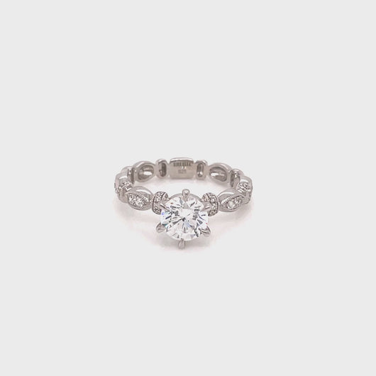 Kirk Kara White Gold "Dahlia" Leaf Inspired Diamond Engagement Ring Full Shot Video