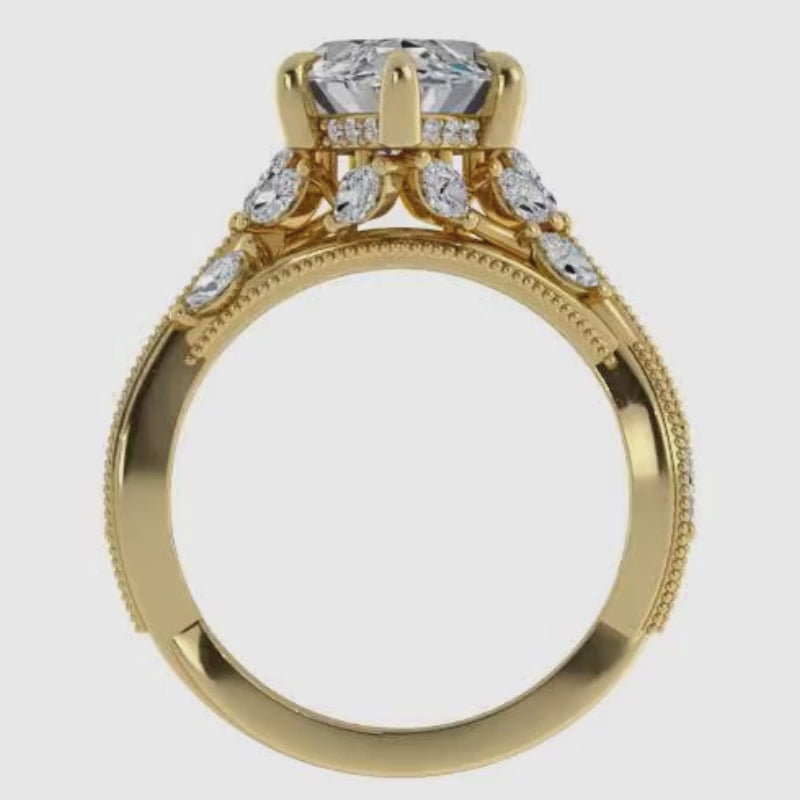 Ben Garelick Bellatrix 4.00 Carat Marquise Diamond Yellow Gold Crown Engagement Ring Video