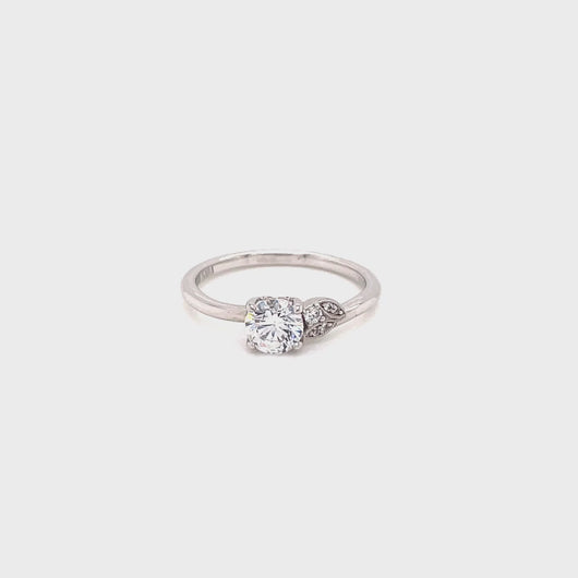 Kirk Kara White Gold "Dahlia" Petite Leaf Diamond Engagement Ring  Full Shot Video