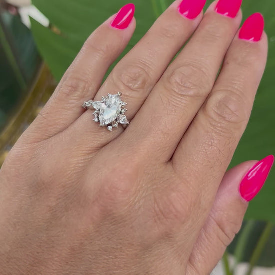 Ben Garelick White Gold Blossom Marquise Cut Diamond Engagement Ring