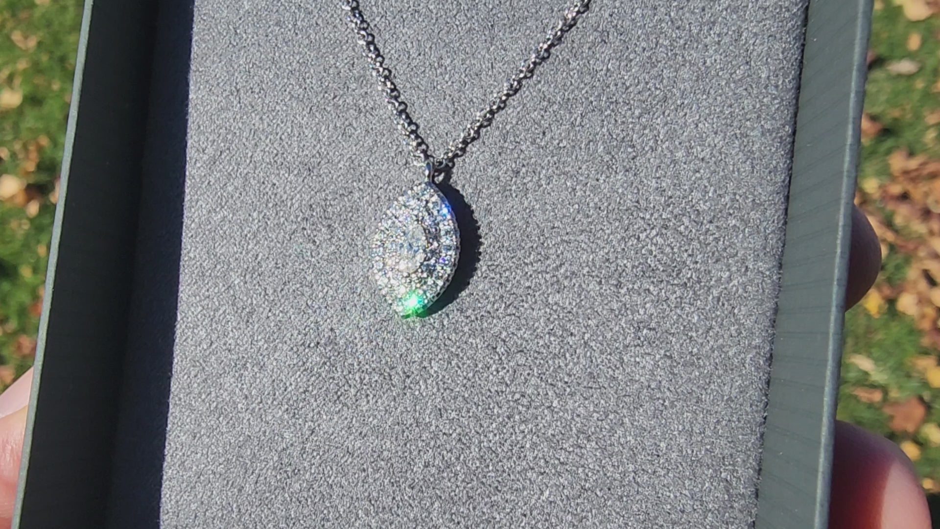 Video of Gabriel Lusso Marquise Shaped Pave Set Diamond Pendant