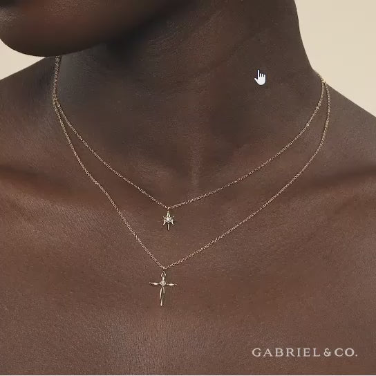 Video of Gabriel & Co. Diamond Cross Tapered Pendant on Model