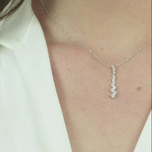Load and play video in Gallery viewer, Gabriel &amp; Co. Linear Diamond Cluster Pendant Necklace
