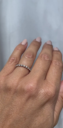 Ben Garelick Alara Shared Prong Half-Bezel Diamond Wedding Band on Finger